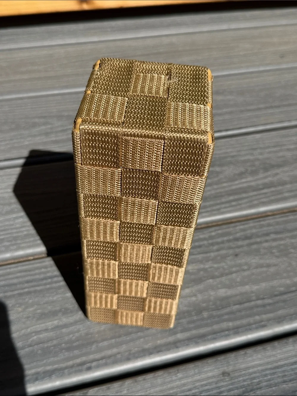 Signature Homestyles Woven Rectangular Organizer Basket in Gold Tone